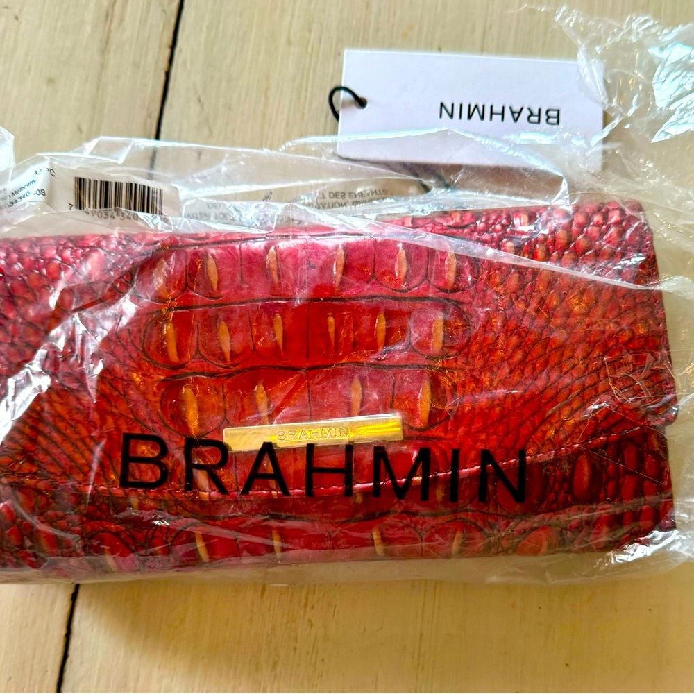 Brahmin checkbook wallet Crimson Melbourne Genuine Leather